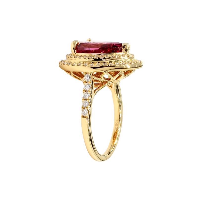 Malaya Garnet and Diamond Halo Ring in 18K Yellow Gold &#40;5/8 ct. tw.&#41; – Image 3 of 3