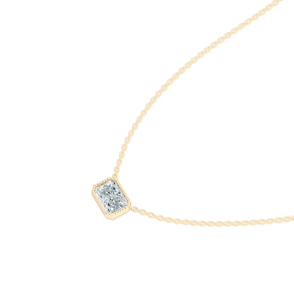 Lab Grown Diamond Bezel-Set East-West Radiant Pendant in 14K Yellow Gold (3 ct.) – Image 4 of 4