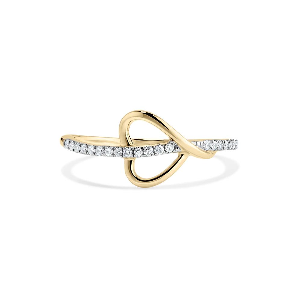 Diamond Sideways Heart Ring in 10K Yellow Gold (1/8 ct. tw.) – Image 1 of 4