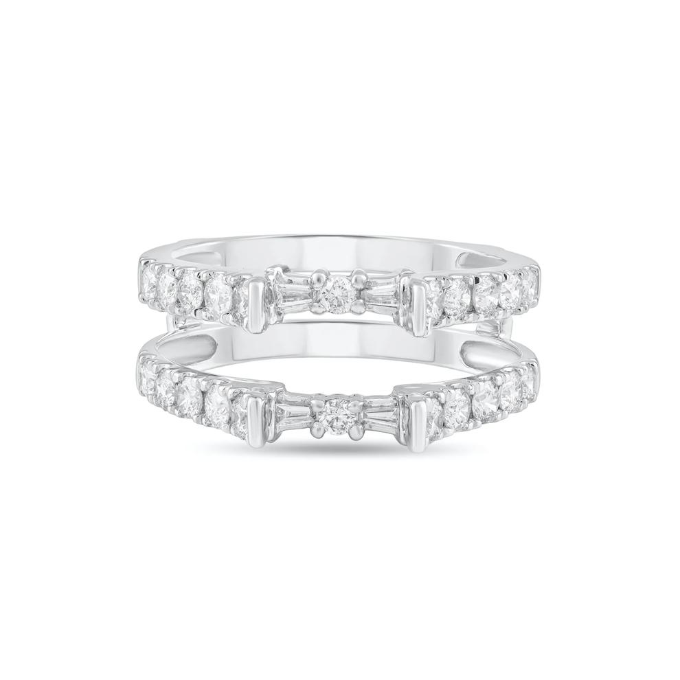 Diamond Round &amp; Baguette Insert Ring in 10K White Gold (1 ct. tw.) – Image 1 of 4