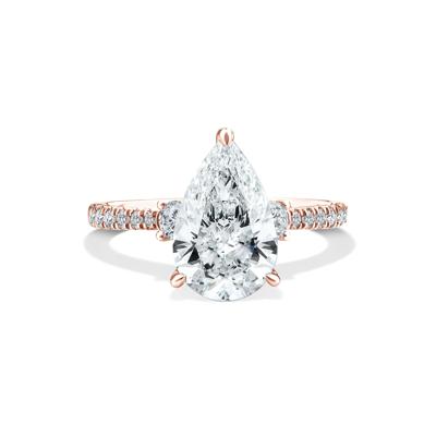 Lab Grown Diamond Pear-Shaped Engagement Ring in 18K Rose Gold (3 3/8 ct. tw.)