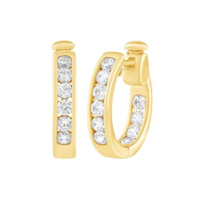 Diamond Channel-Set Inside-Out Hoop Earrings in 10K Yellow Gold (1 ct. tw.)