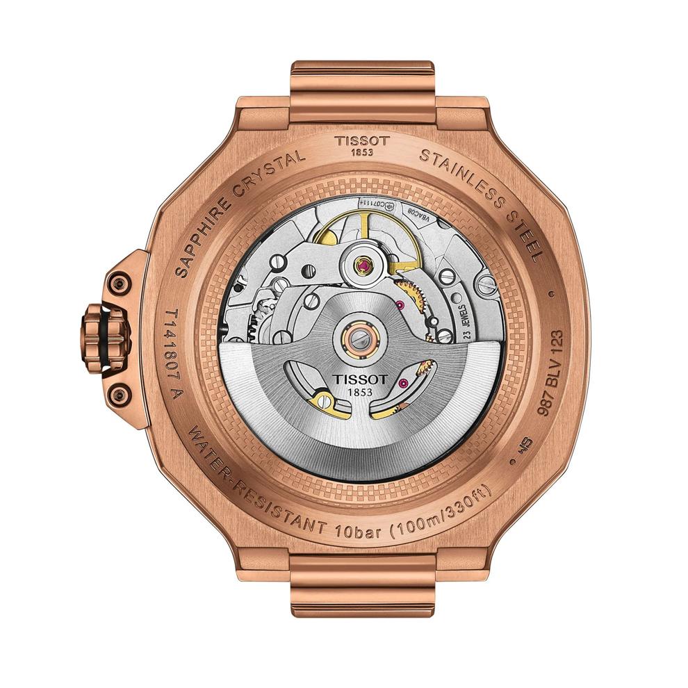 Men's T-Race Powermatic 80 Watch in Black Silicone and Rose Gold Tone Stainless Steel, 41MM – Image 5 of 6