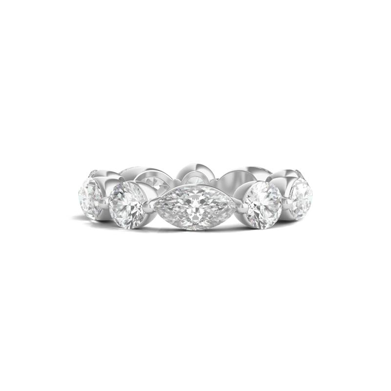 Marquise and Round-Cut Lab Grown Diamond Eternity Band in Platinum &#40;5 ct. tw.&#41; – Image 1 of 3