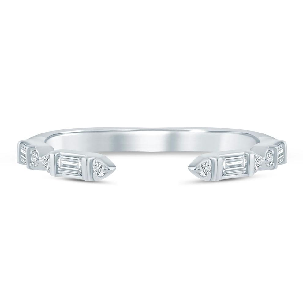 Lab Grown Diamond Baguette and Round Open Band in 14K White Gold (1/7 ct. tw.) – Image 1 of 3