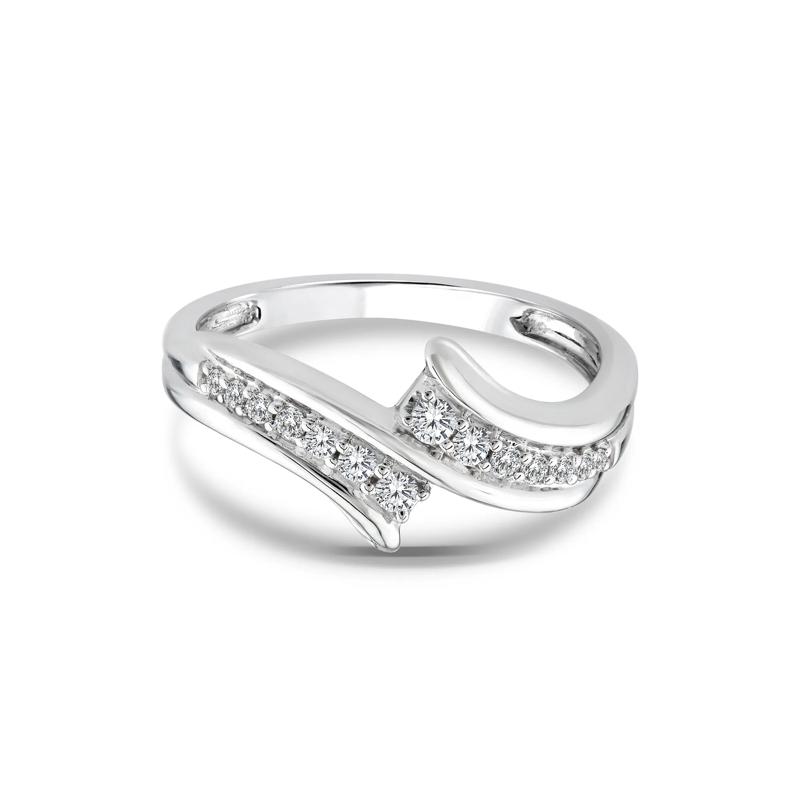 Diamond Bypass Ring in 10K White Gold &#40;1/5 ct. tw.&#41; – Image 1 of 3
