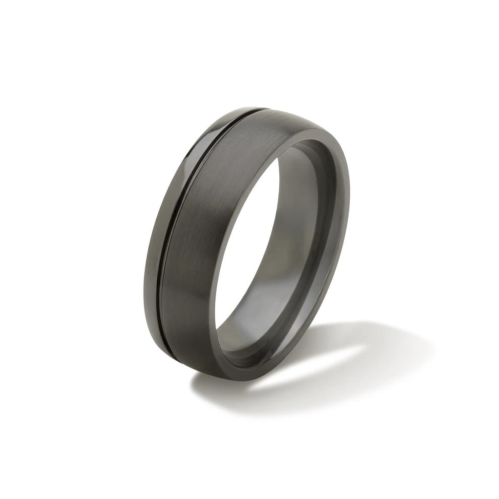 Men's Groove Wedding Band in Tantalum, 7mm – Image 4 of 4