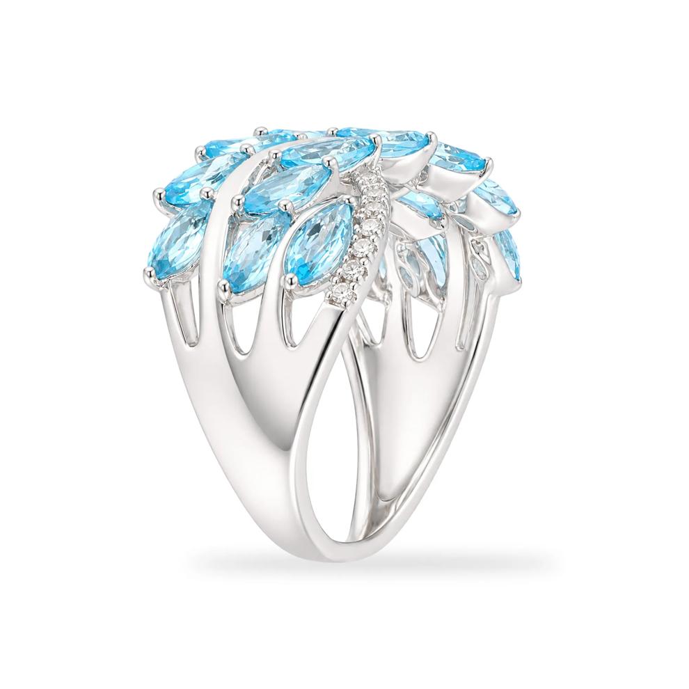 Blue Topaz &amp; Diamond Multi-Row Band in Sterling Silver (1/10 ct. tw.) – Image 3 of 4