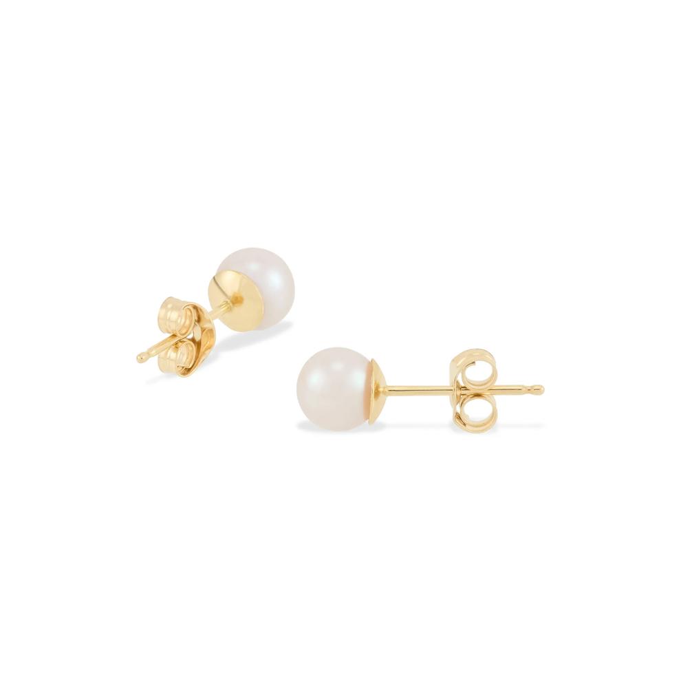 Freshwater Cultured Pearl Stud Earrings in 14K Yellow Gold, 5-5.5MM – Image 2 of 2