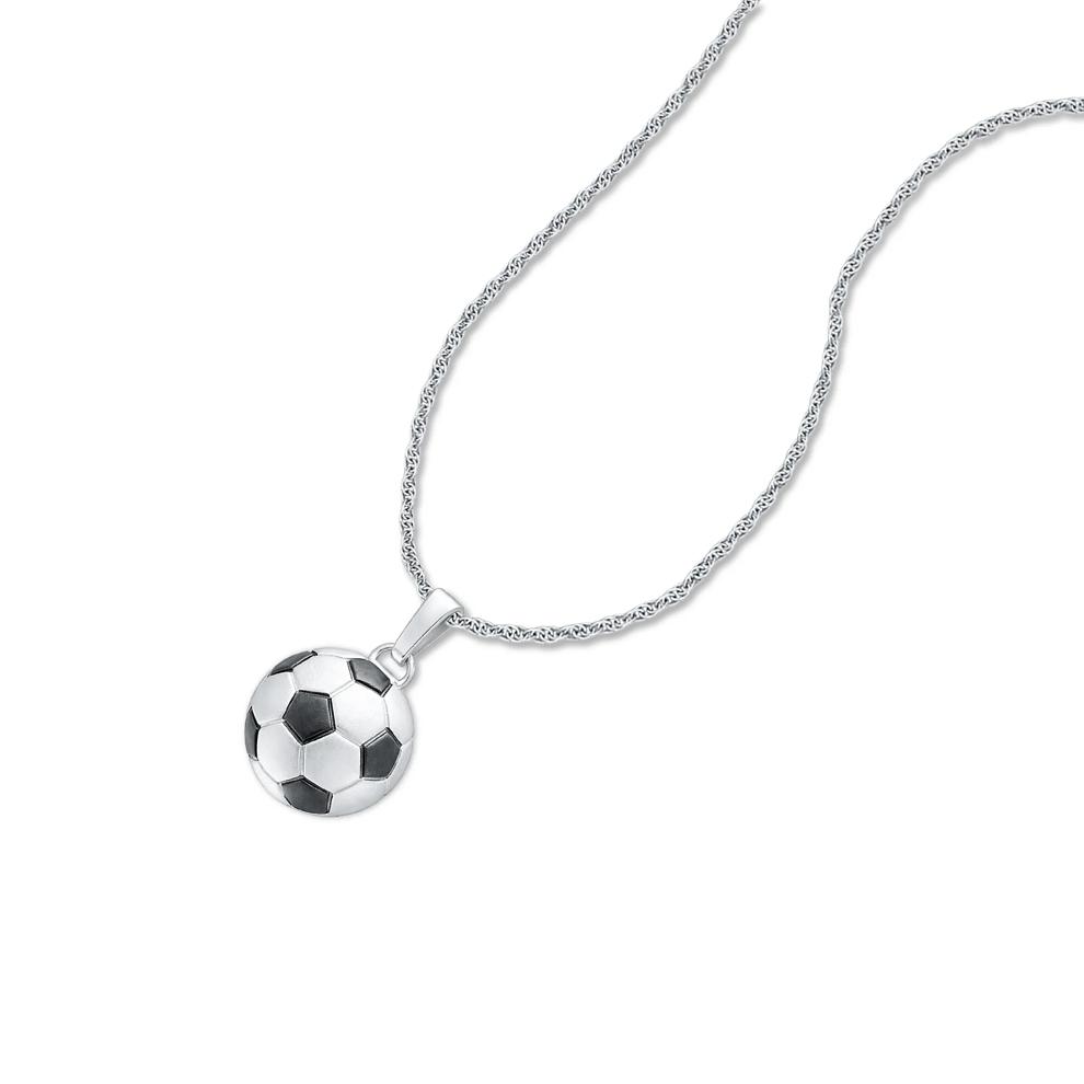 Soccer Ball Medallion Pendant Necklace in Sterling Silver – Image 4 of 4