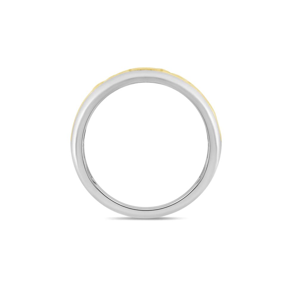 Men&rsquo;s Two-Tone Diamond Ring with Chain Link Design in Sterling Silver &amp; 10K Yellow Gold (1/10 ct. tw.) – Image 2 of 3