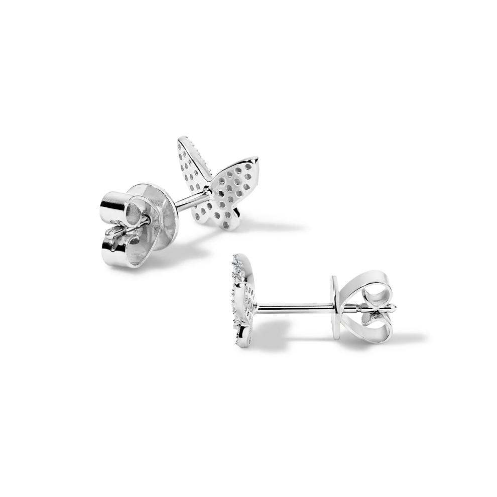 Diamond Butterfly Stud Earrings in 10K White Gold (1/7 ct. tw.) – Image 2 of 2