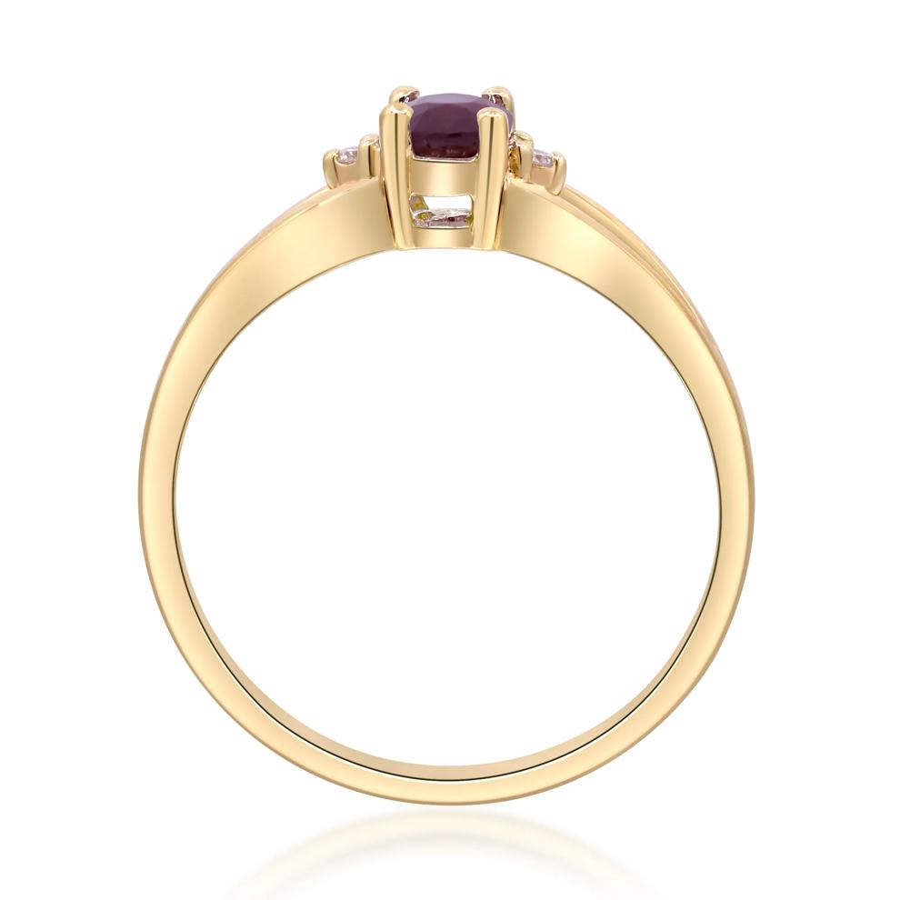 Ruby &amp; Diamond Accent Split-Shank Ring in 10K Yellow Gold – Image 2 of 5