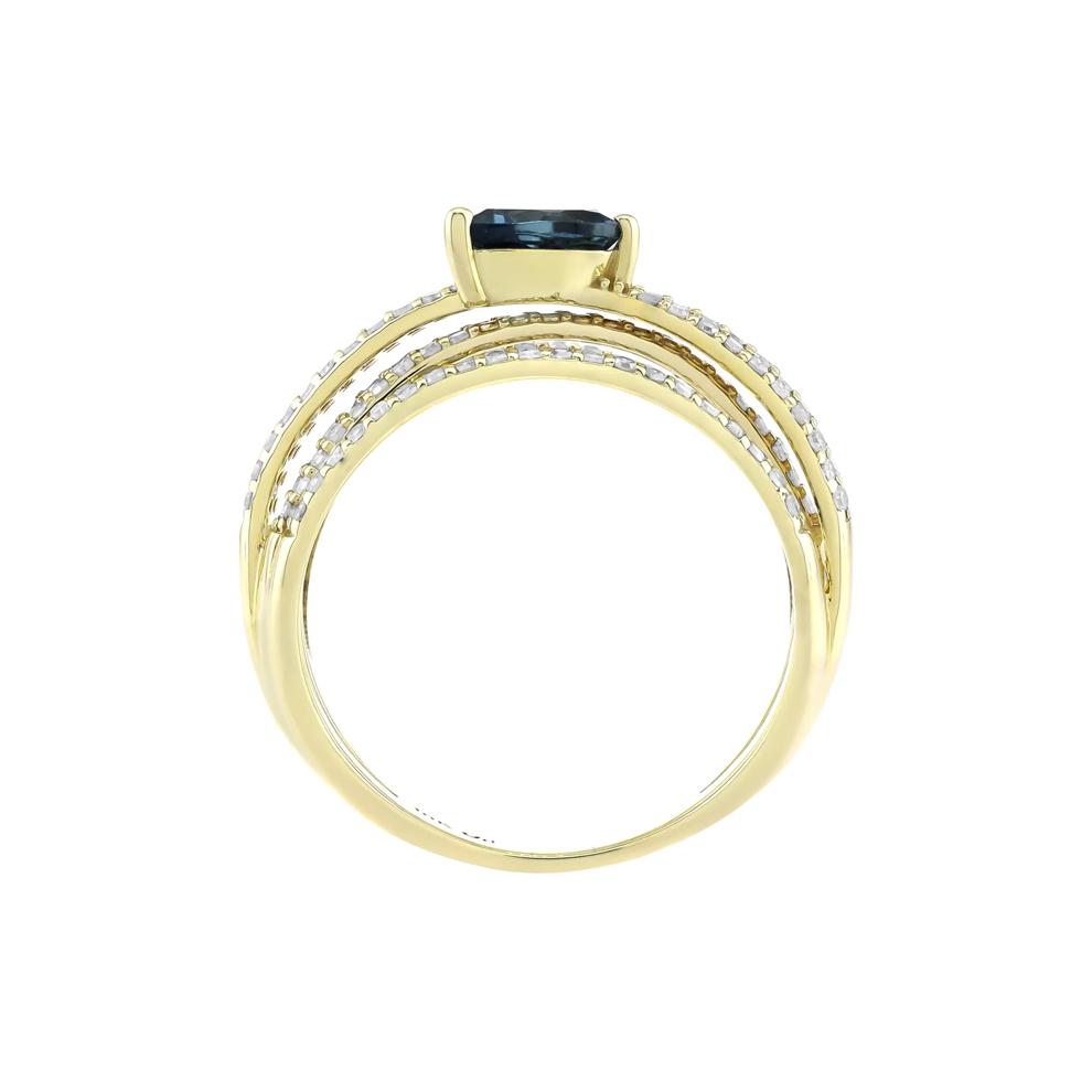 Pear-Shaped London Blue Topaz and Diamond Multi-Row Ring in 10K Yellow Gold (3/4 ct. tw.) – Image 2 of 3