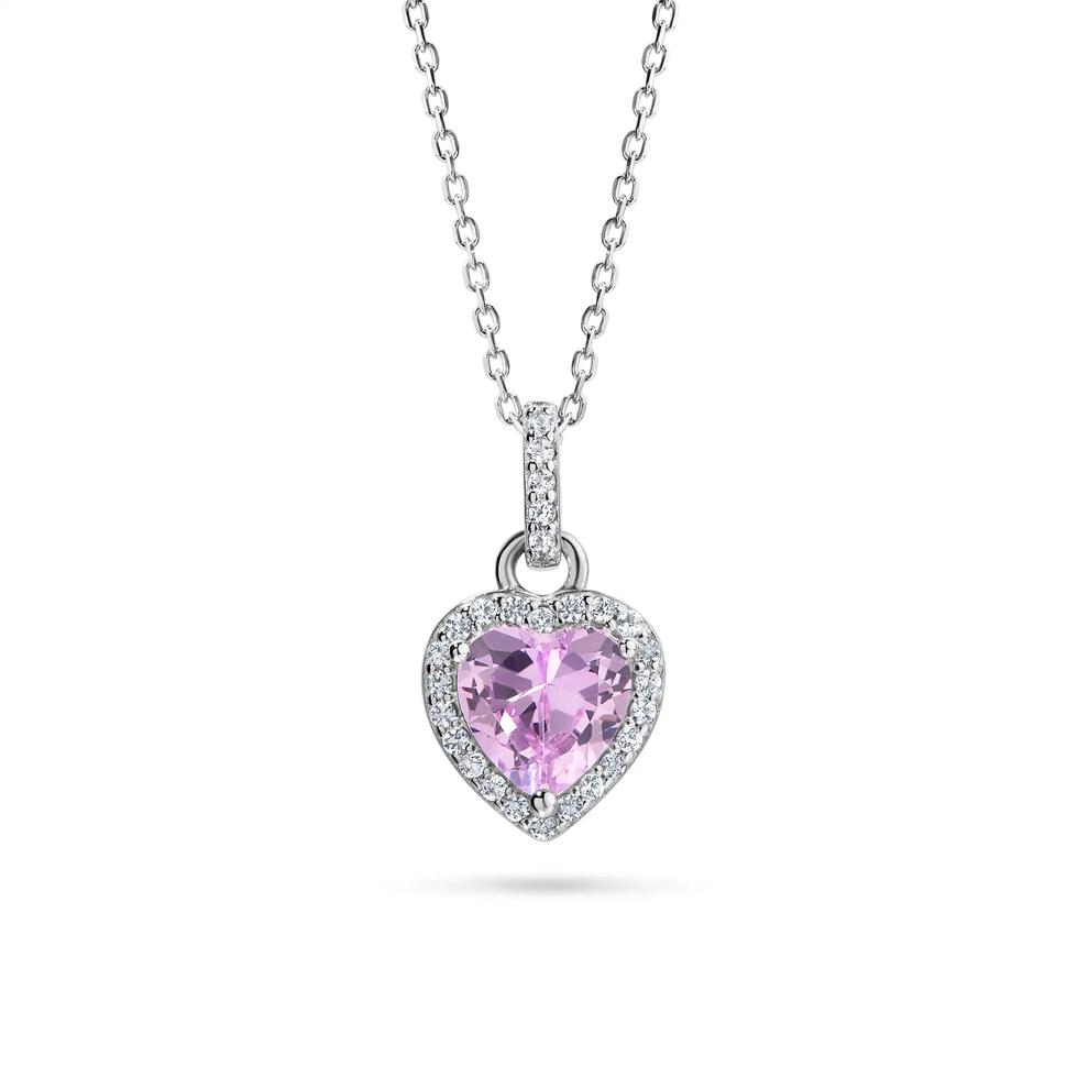 Lab-Created Pink &amp; White Sapphire Heart Ring, Earrings, &amp; Pendant Boxed Set in Sterling Silver – Image 3 of 4
