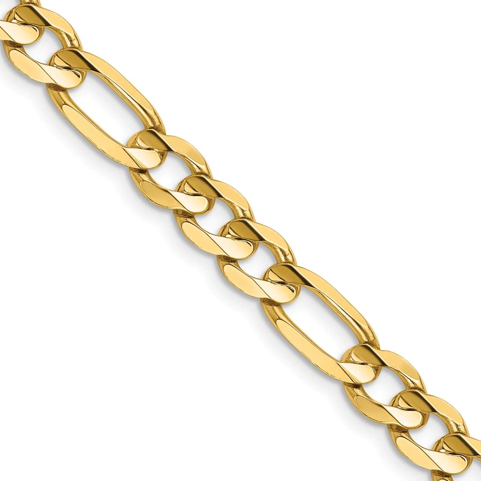Solid Concave Figaro Open Link Chain in 14K Yellow Gold, 6.75MM, 22&rdquo; – Image 2 of 4
