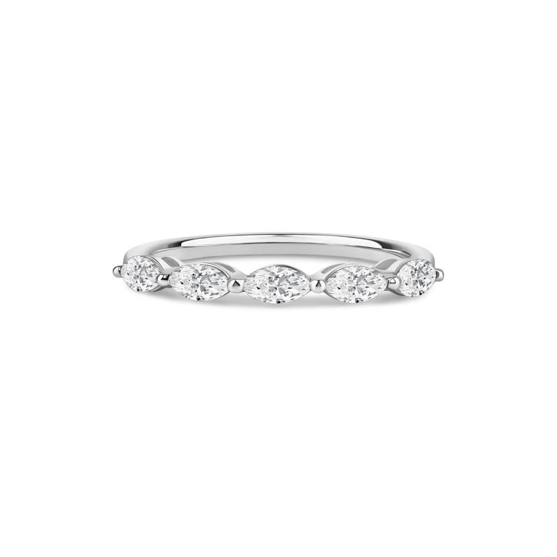 Lab Grown Diamond Marquise-Cut 5-Stone Anniversary Band in 14K White Gold &#40;1/2 ct. tw.&#41; – Image 1 of 3