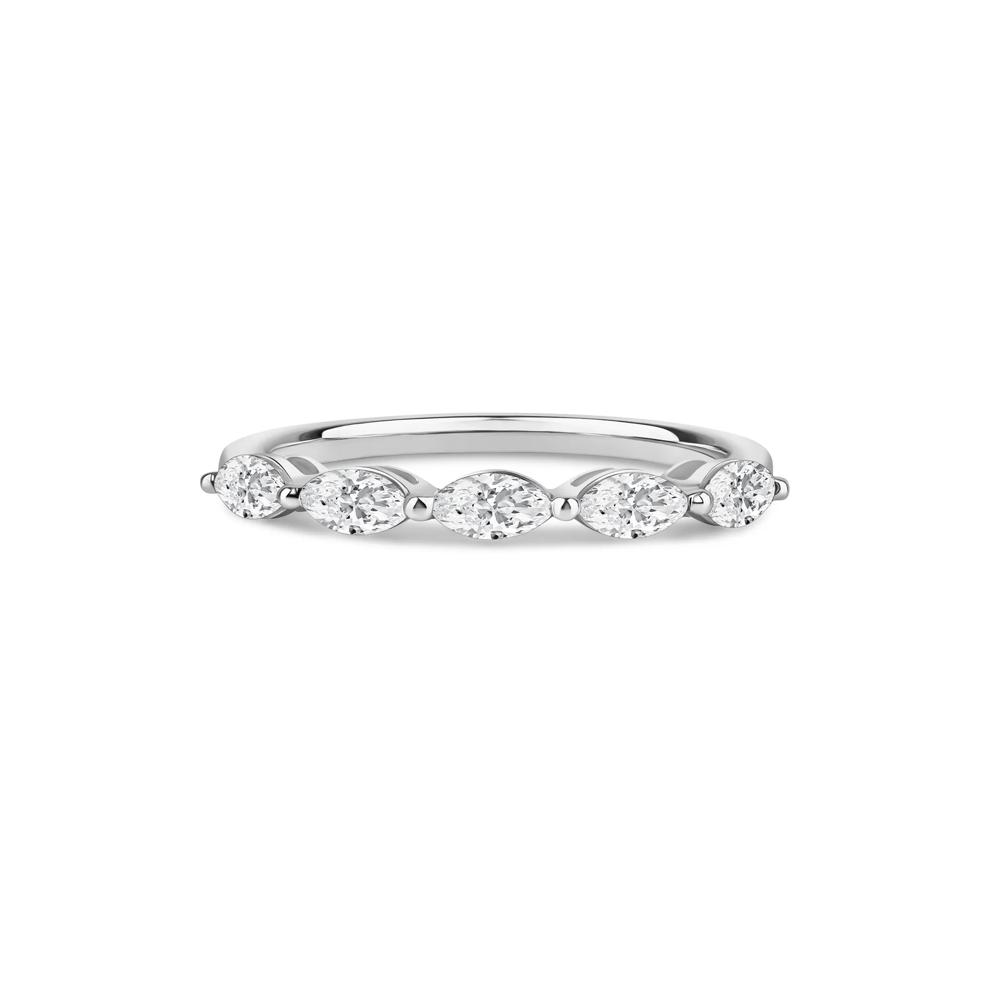 Lab Grown Diamond Marquise-Cut 5-Stone Anniversary Band in 14K White Gold (1/2 ct. tw.) – Image 1 of 3