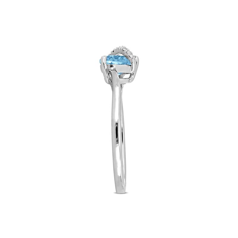 Heart-Shaped Blue Topaz and Diamond Accent Ring in Sterling Silver – Image 3 of 5