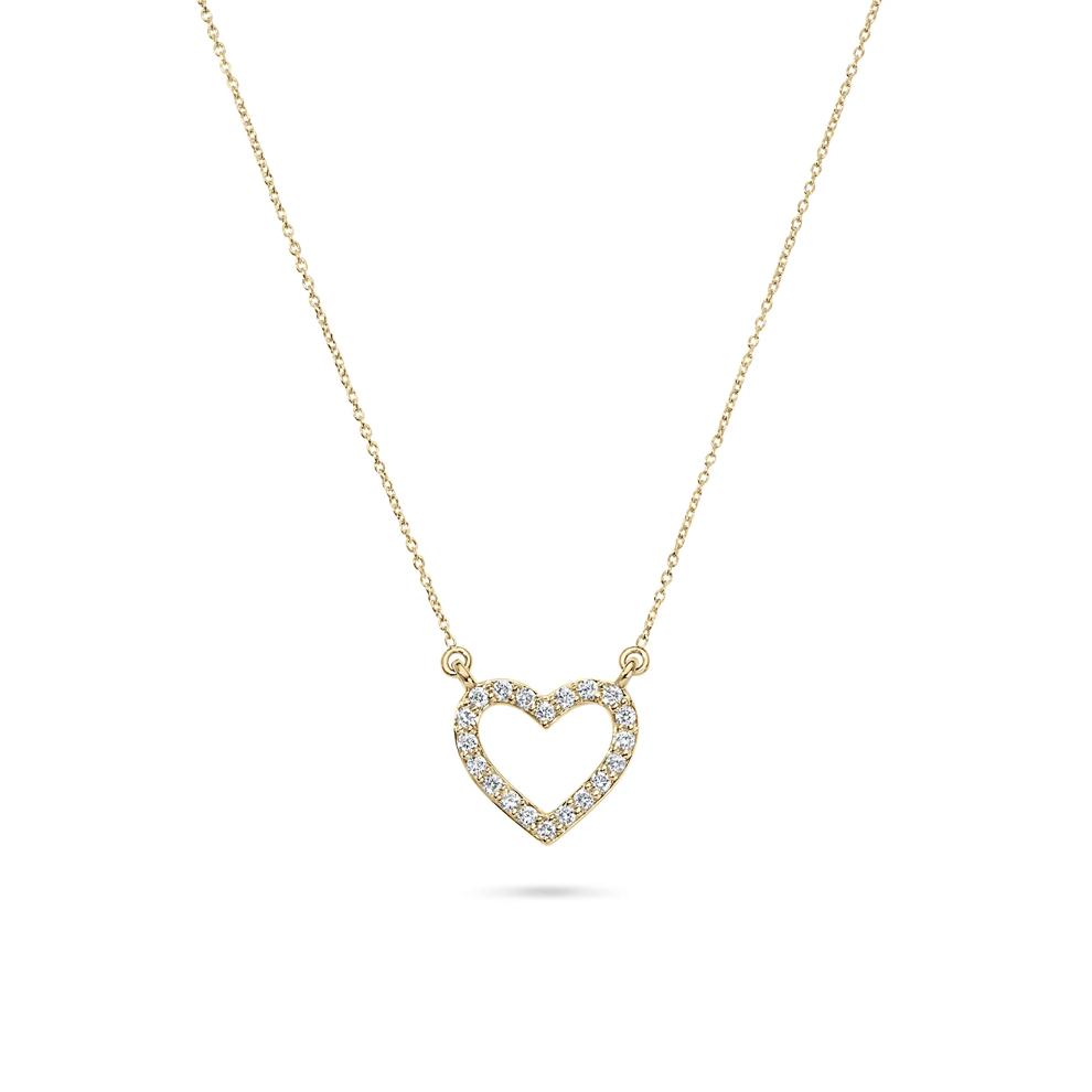 Diamond Heart Pendant Necklace in 14K Yellow Gold (1/5 ct. tw.) – Image 1 of 2