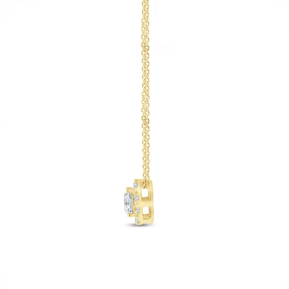 Lab Grown Diamond Halo Pendant in 14K Yellow Gold (1/2 ct. tw.) – Image 2 of 3