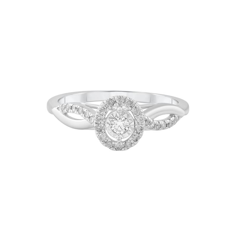 Diamond Halo Promise Ring in 10K White Gold (1/4 ct. tw.) – Image 1 of 3