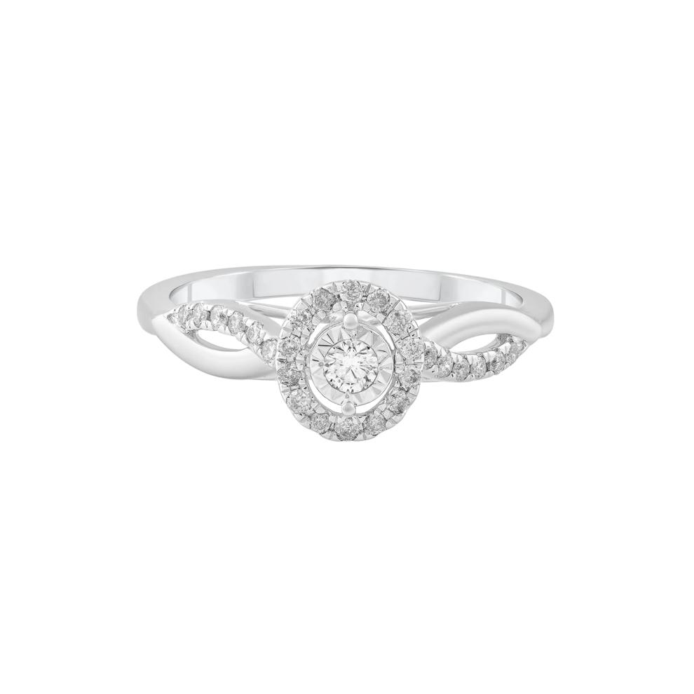 Diamond Halo Promise Ring in 10K White Gold (1/4 ct. tw.) – Image 1 of 3