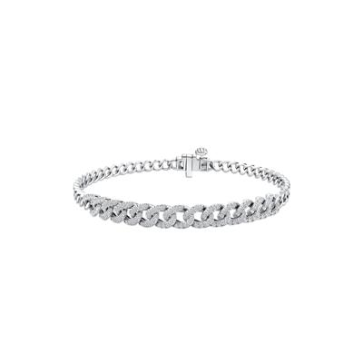 Diamond Cuban Link Chain Bracelet in Sterling Silver, 7" (1/2 ct. tw.)