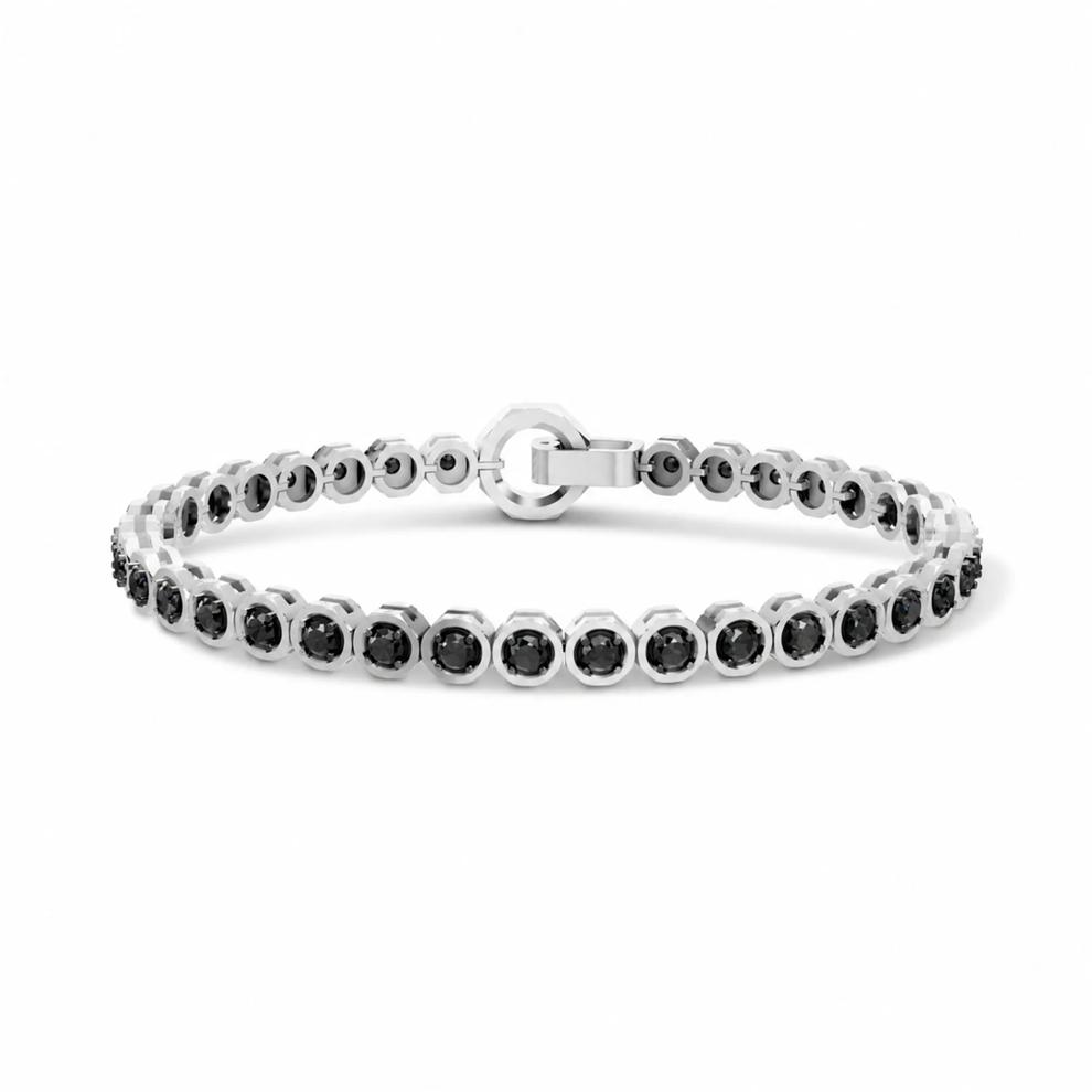 Men's Black Lab Grown Diamond Hex Nut Link Bracelet in Sterling Silver, 8" (3 1/3 ct. tw.) – Image 1 of 2