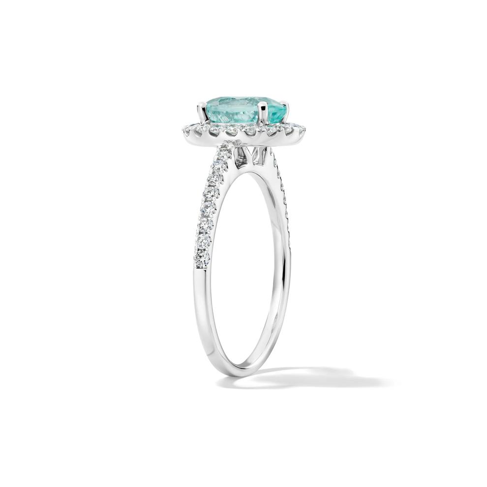 Paraiba Tourmaline &amp; Diamond Halo Ring in 14K White Gold (3/8 ct. tw.) – Image 2 of 2