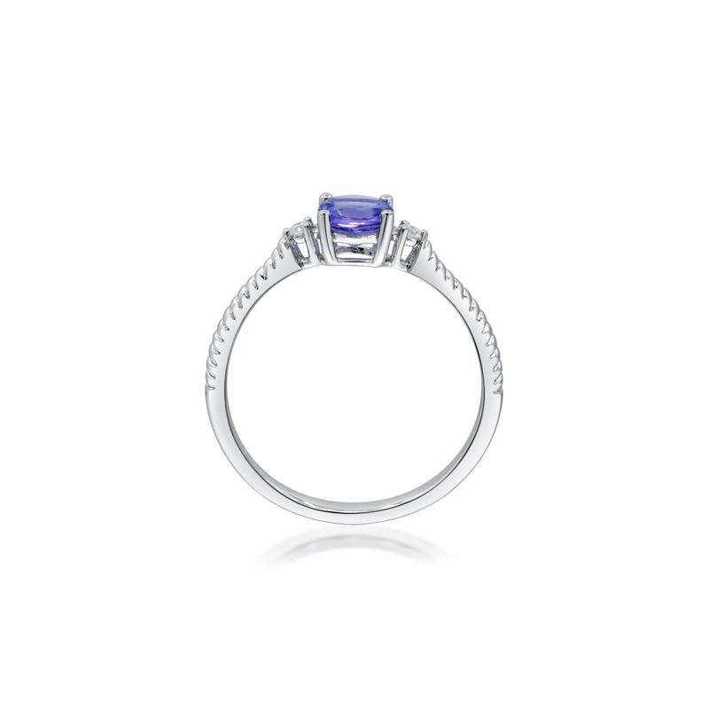 Tanzanite and Diamond Accent Stack Ring in 10K White Gold – Image 2 of 5