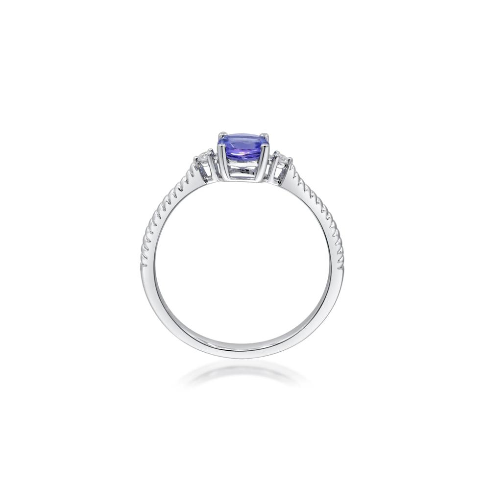 Tanzanite and Diamond Accent Stack Ring in 10K White Gold – Image 2 of 5