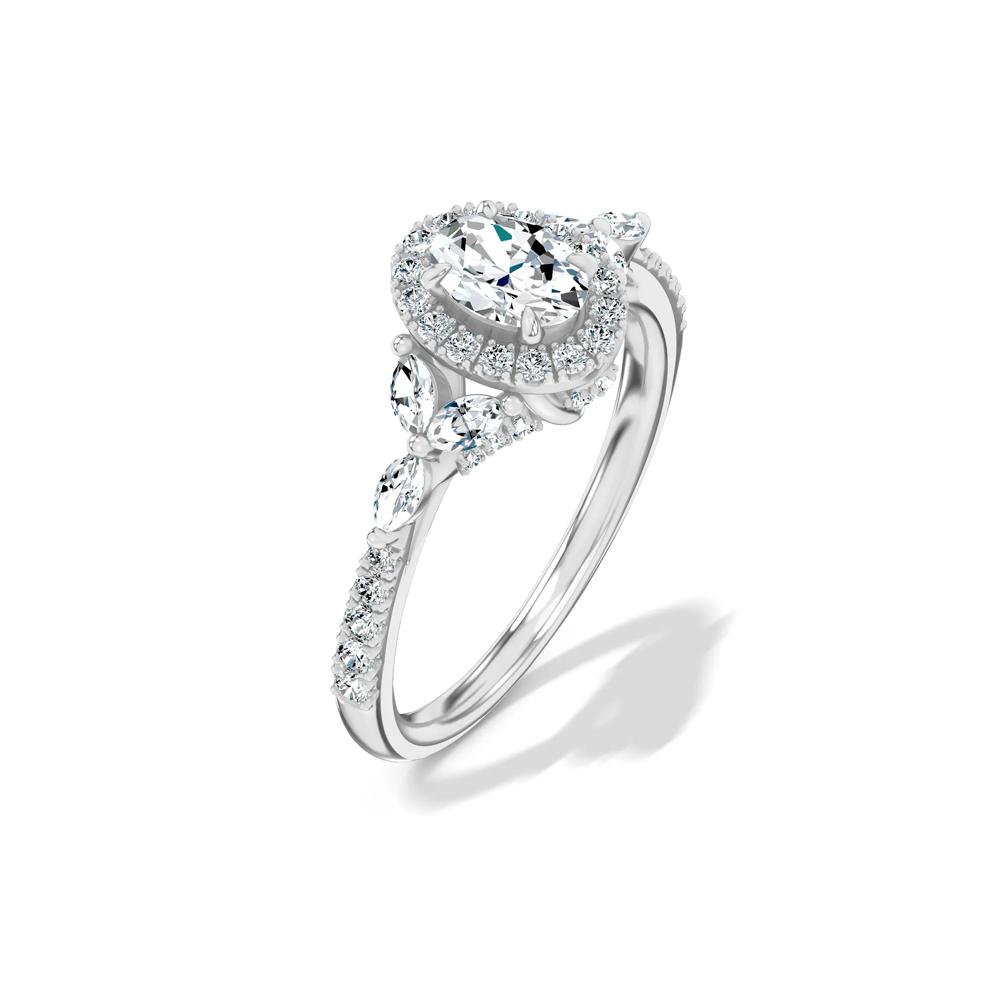 Diamond Oval Halo Engagement Ring in 14K White Gold (1 ct. tw.) – Image 4 of 4