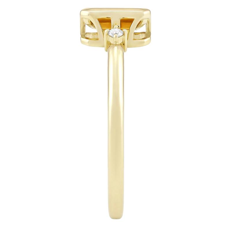 Emerald-Cut Citrine and Diamond Accent Ring in 10K Yellow Gold – Image 3 of 3