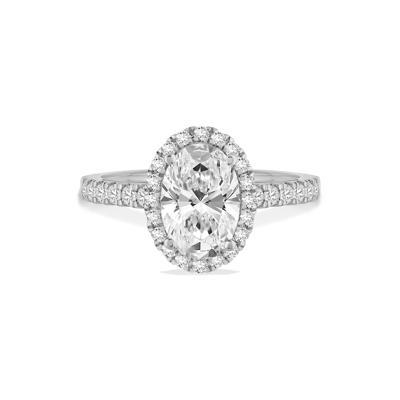 Lab Grown Diamond Oval Halo Engagement Ring in 14K White Gold (2 1/2 ct. tw.)