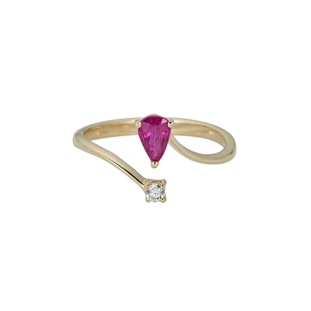 Ruby &amp; Diamond Ring in 10K Yellow Gold – Image 1 of 3