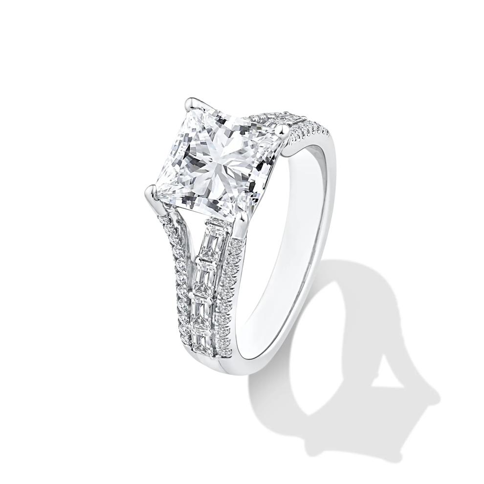 Lab Grown Diamond Princess-Cut Center Engagement Ring in 10K White Gold (3 3/4 ct. tw.) – Image 4 of 4