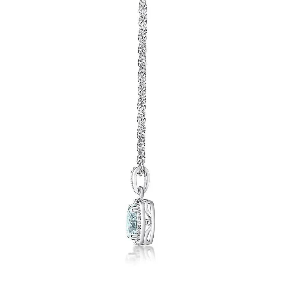 Aquamarine &amp; 1/10 ct. tw. Diamond Pendant in Sterling Silver – Image 2 of 4