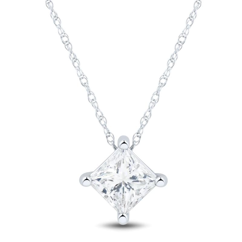Lab Grown Diamond  Princess-Cut Solitaire Pendant in 14K White Gold &#40;1 ct. tw.&#41;  – Image 1 of 4
