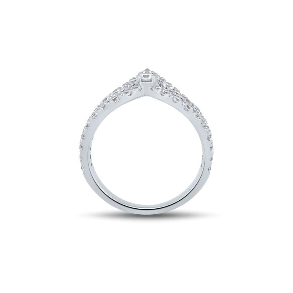 Lab Grown Diamond Chevron Ring in 14K White Gold (1 ct. tw.) – Image 2 of 3