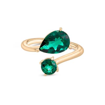Lab-Created Emerald Bypass Ring in 14K Gold Vermeil