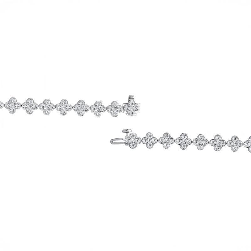 Lab Grown Diamond Clover Bezel Bracelet in 14K White Gold &#40;8 ct. tw.&#41; – Image 3 of 3