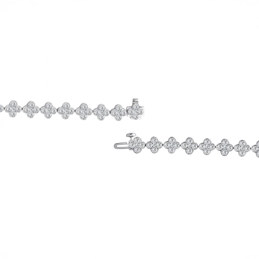 Lab Grown Diamond Clover Bezel Bracelet in 14K White Gold (8 ct. tw.) – Image 3 of 3