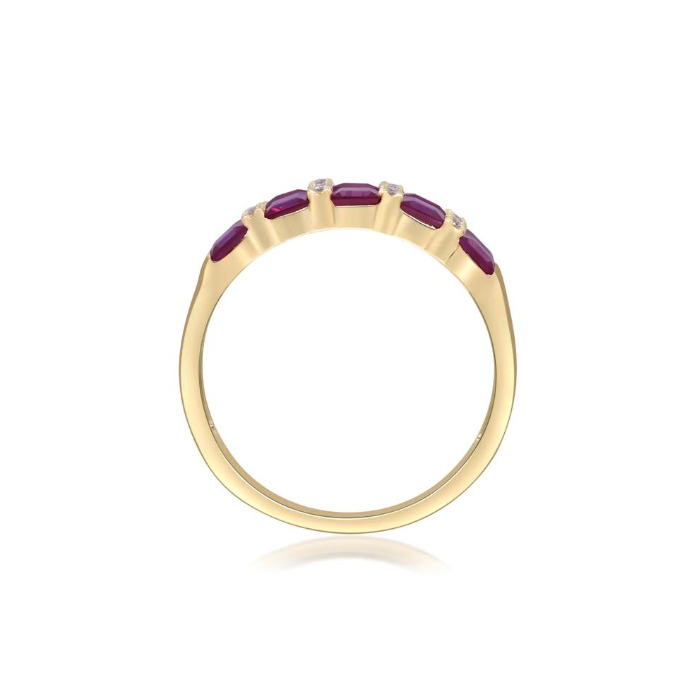 Ruby and Diamond Accent Band in 10K Yellow Gold – Image 2 of 4