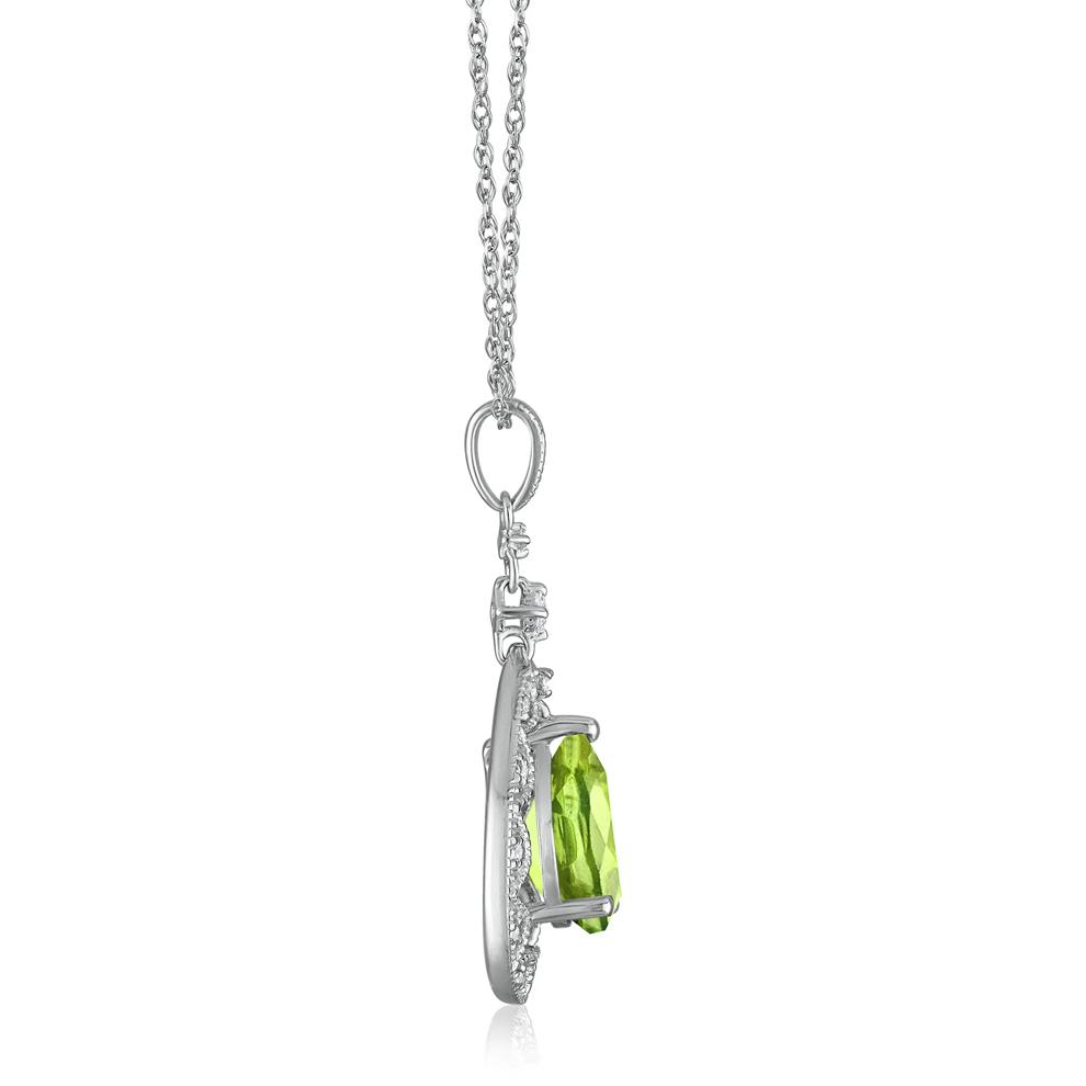 Pear-Shaped Peridot and Diamond Accent Necklace in 14K White Gold – Image 2 of 3