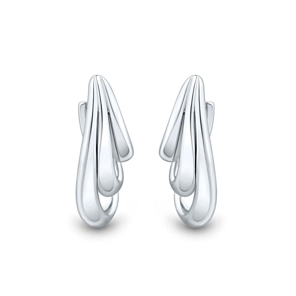 Graduated Triple-Row Hoop Earrings in Sterling Silver – Image 1 of 2