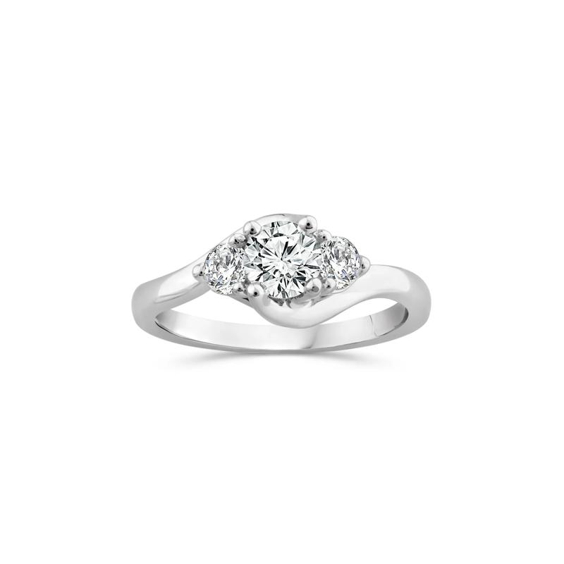 Diamond Three-Stone Bypass Ring in 14K White Gold &#40;3/4 ct. tw.&#41; – Image 1 of 3