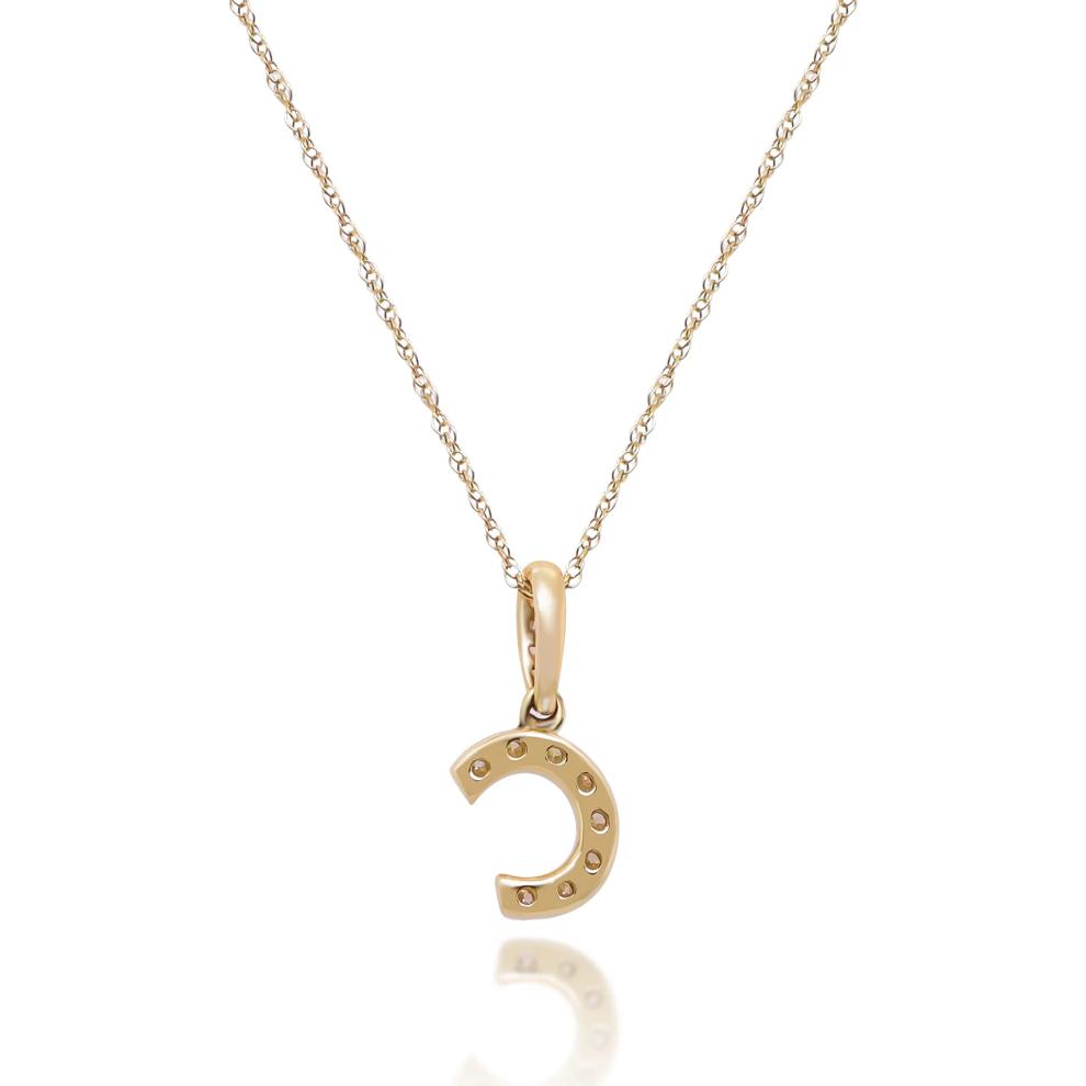 Diamond C Initial Pendant in 10K Yellow Gold (1/10 ct. tw.) – Image 3 of 4