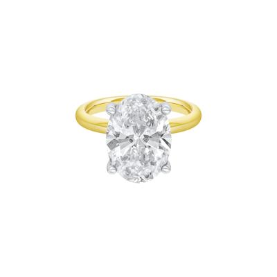 Lab Grown Diamond Oval Solitaire Ring in 14K Yellow & White Gold (9 ct.)