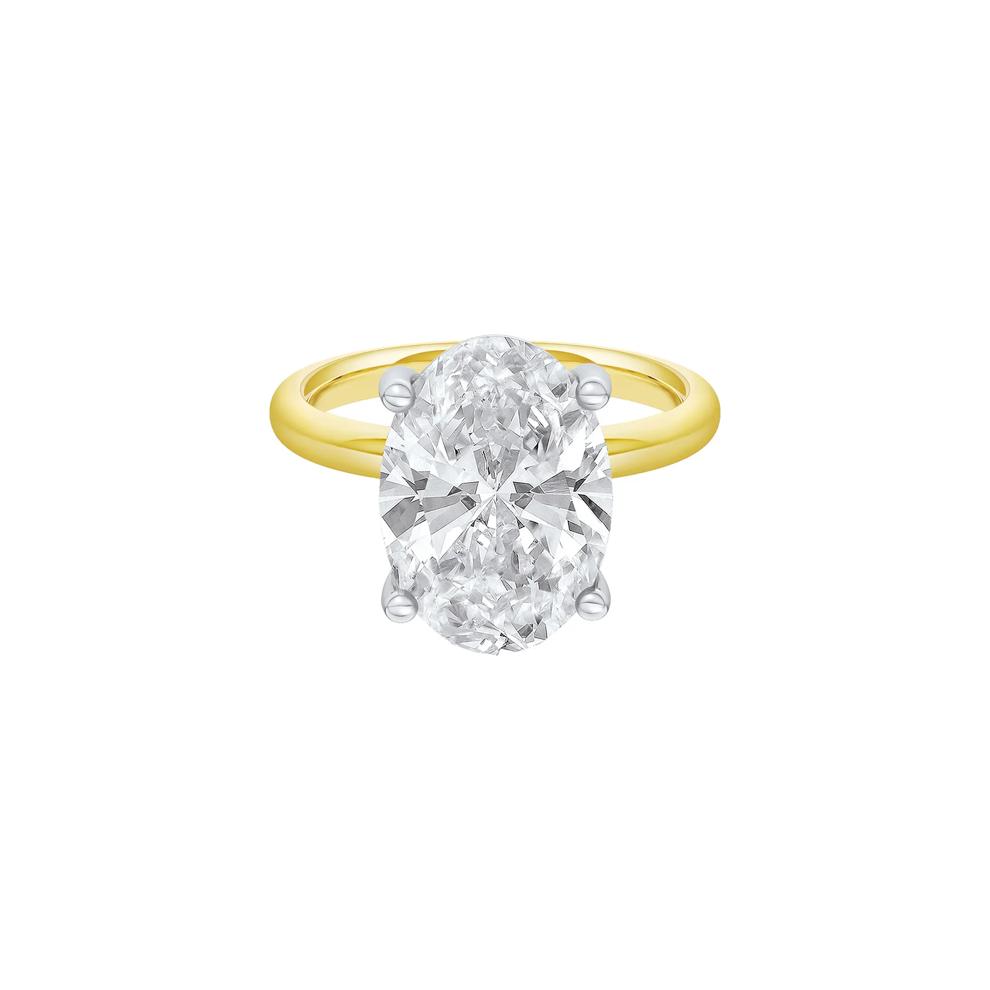 Lab Grown Diamond Oval Solitaire Ring in 14K Yellow &amp; White Gold (9 ct.) – Image 1 of 5